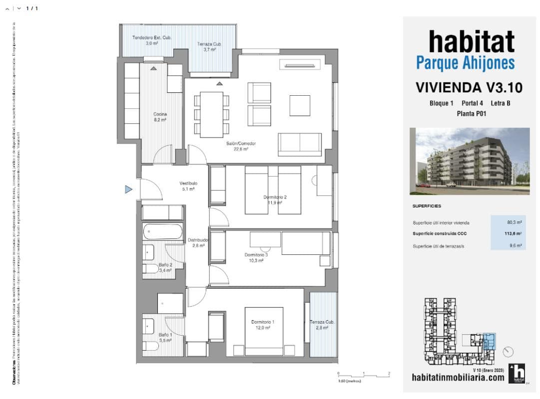 Obra nueva Habitat Parque Ahijones en Madrid (Revista) plan 1