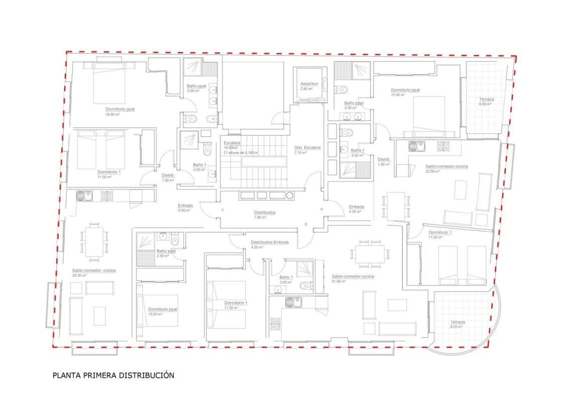 Obra nueva 11 VIVIENDAS EN ALAMEDA PRINCIPAL en Málaga (Revista) plan 3