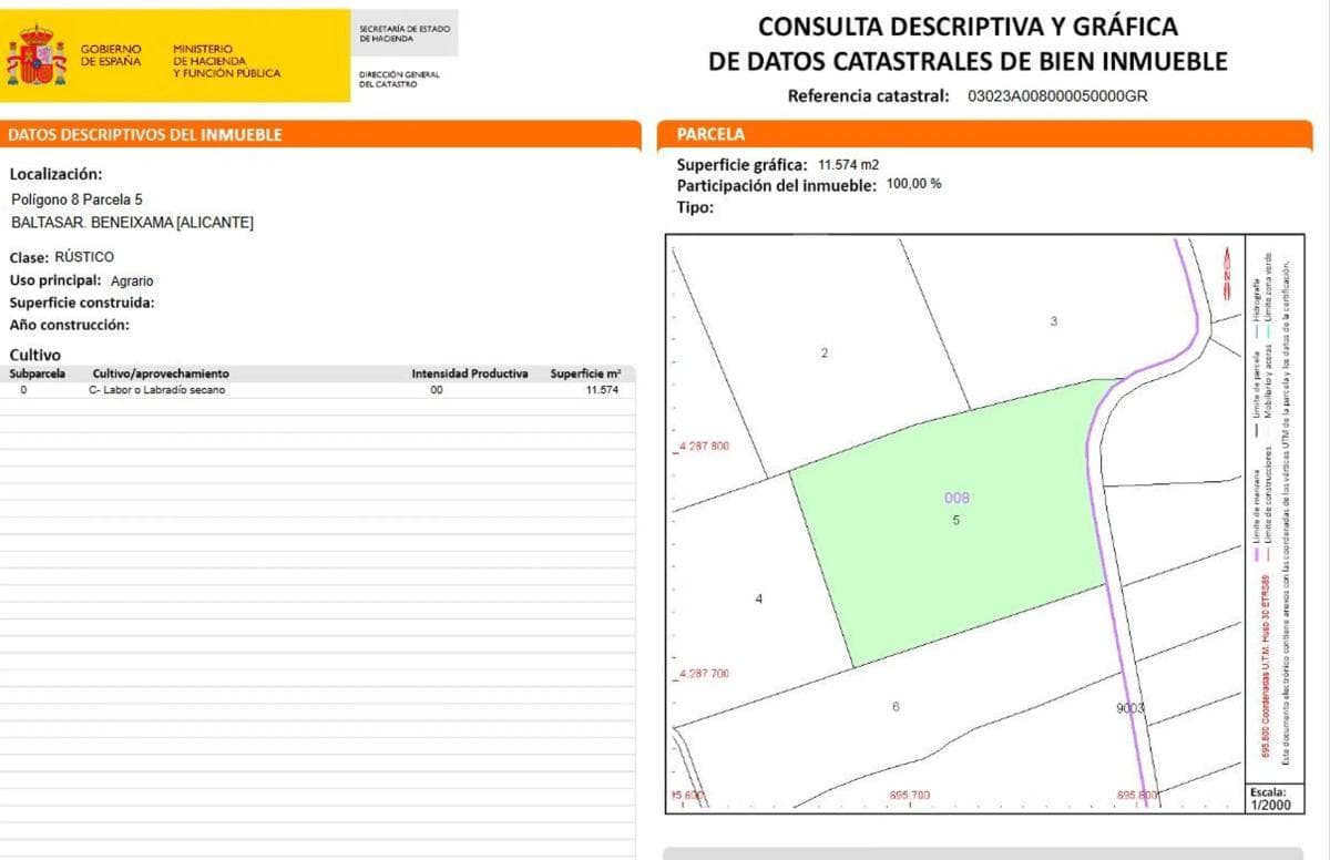 Terreno en venta en Beneixama, Alicante plan 1