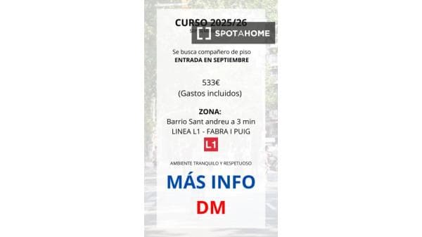 Habitación en piso compartido en barcelona. thumbnail 1