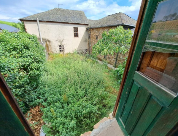 Casa de piedra para restaurar con corredor y jardín.