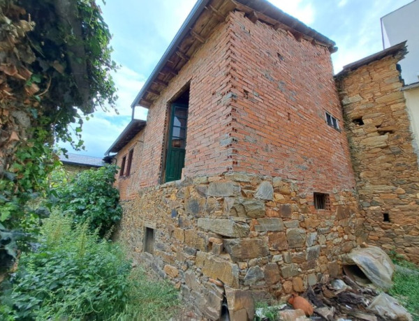 Casa de piedra para restaurar con corredor y jardín.