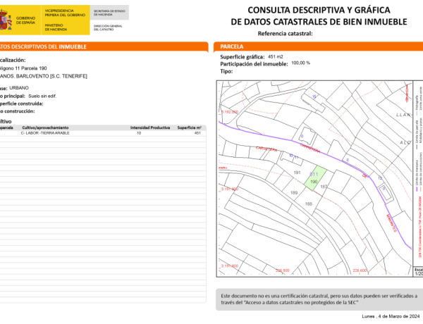 Solar urbano en Venta en Barlovento Santa Cruz de Tenerife 