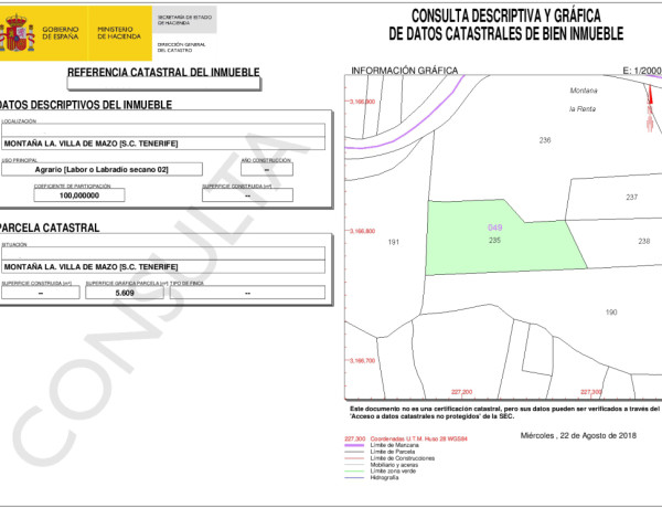 Suelo urbanizable en Venta en Villa De Mazo Santa Cruz de Tenerife 