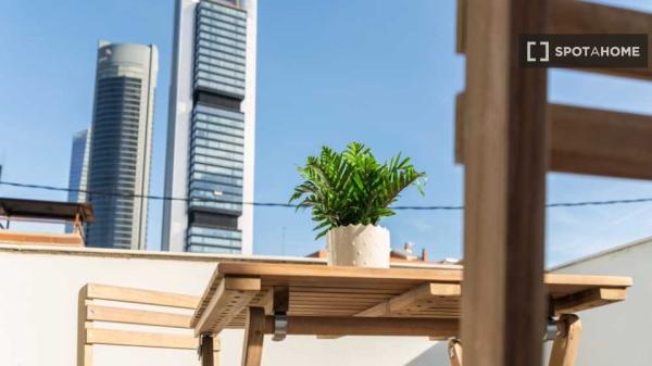 Habitación individual soleada con baño privado y con terraza