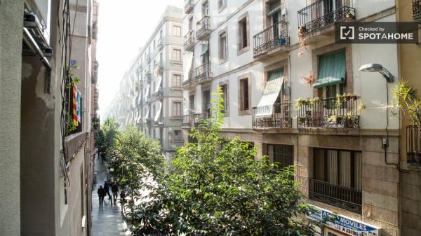 Espaciosa habitación en piso de 4 habitaciones en El Raval, Barcelona