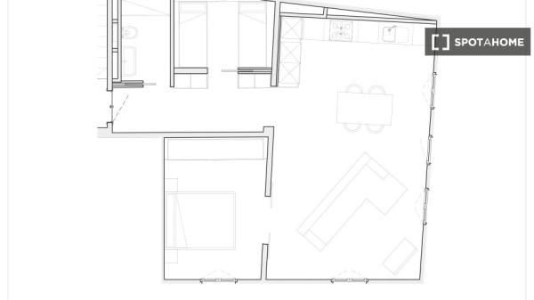 Piso de 2 habitaciones en el centro de Barcelona