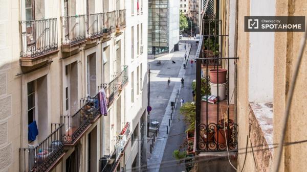 Acogedora habitación en piso compartido en El Raval, Barcelona.